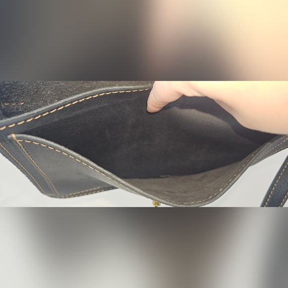 Fossil Austin Black Leather Flap Saddle Turn Lock Shoulder Bag Purse - Picture 10 of 16